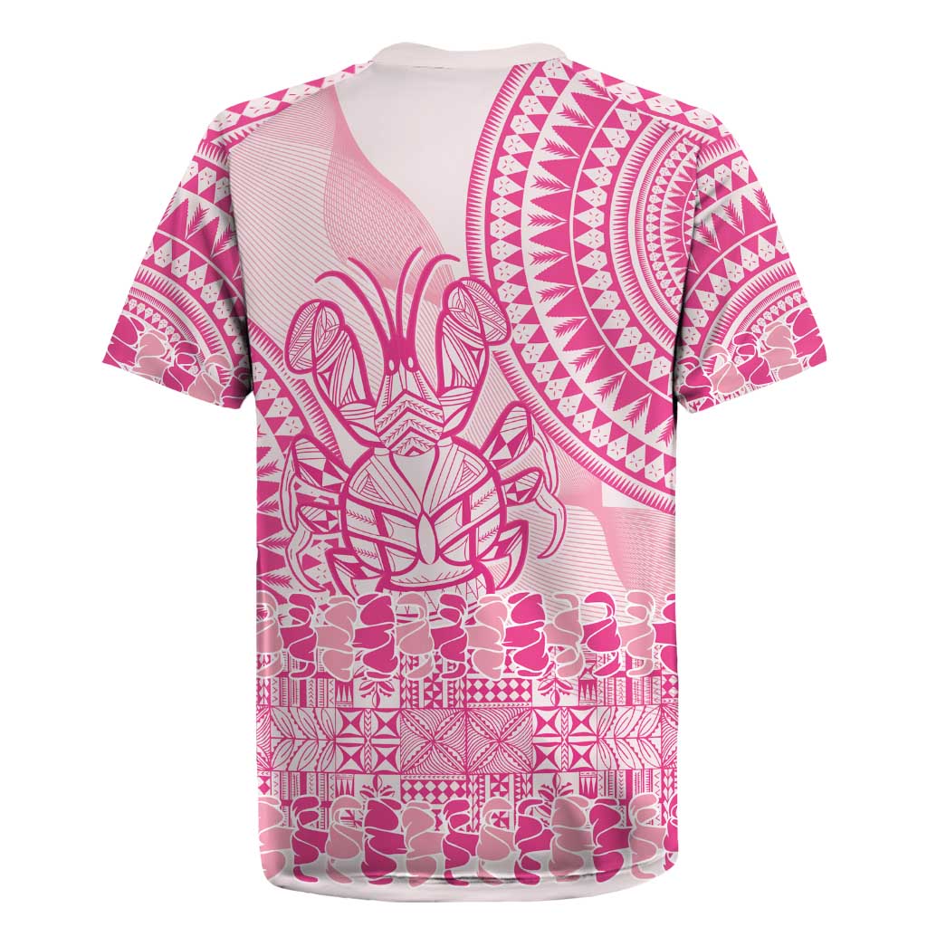 Pink Niue Language Week Rugby Jersey The Rock Coconut Crab - Siapo Pattern