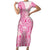 Pink Niue Language Week Short Sleeve Bodycon Dress The Rock Coconut Crab - Siapo Pattern