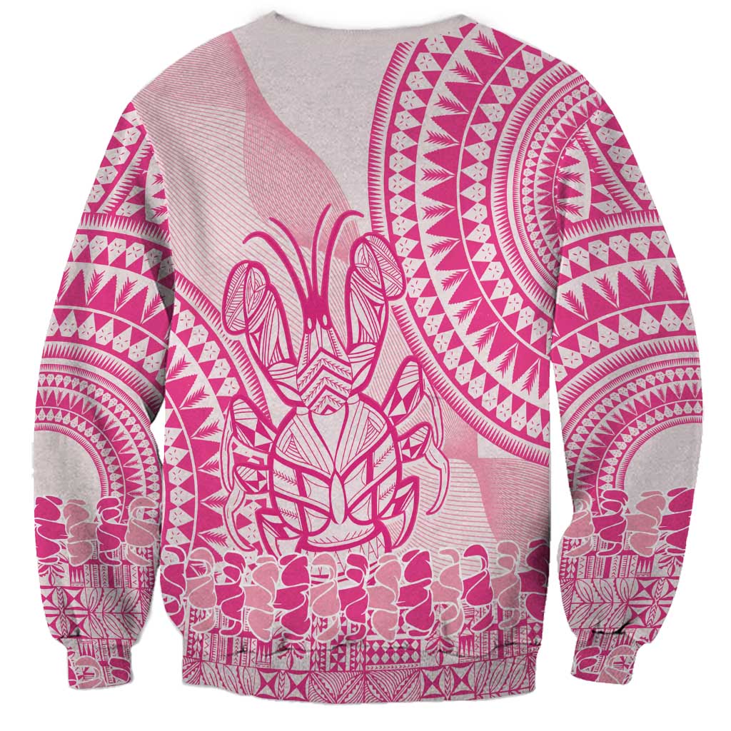 Pink Niue Language Week Sweatshirt The Rock Coconut Crab - Siapo Pattern