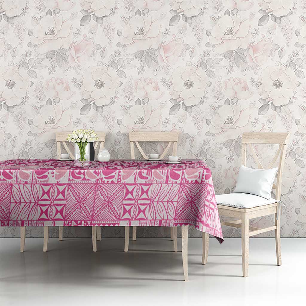 Pink Niue Language Week Tablecloth The Rock Coconut Crab - Siapo Pattern