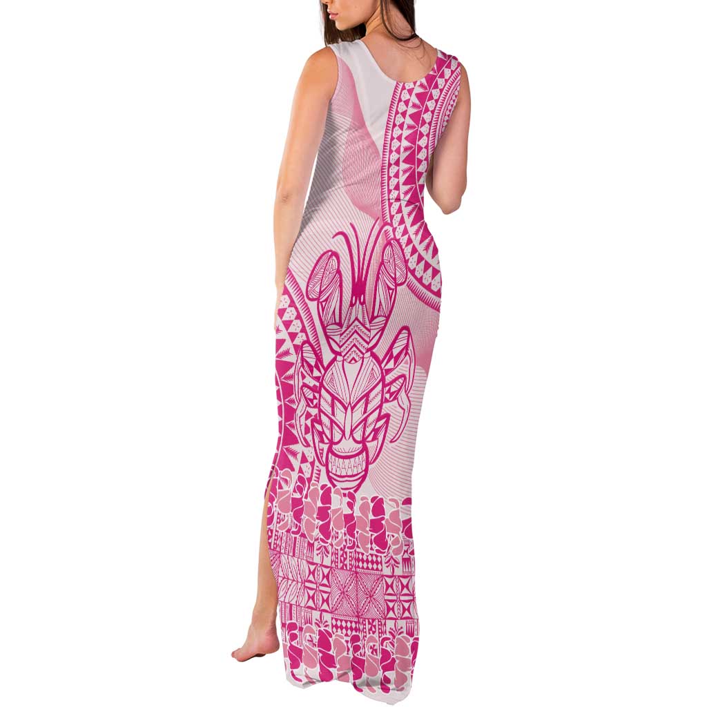 Pink Niue Language Week Tank Maxi Dress The Rock Coconut Crab - Siapo Pattern