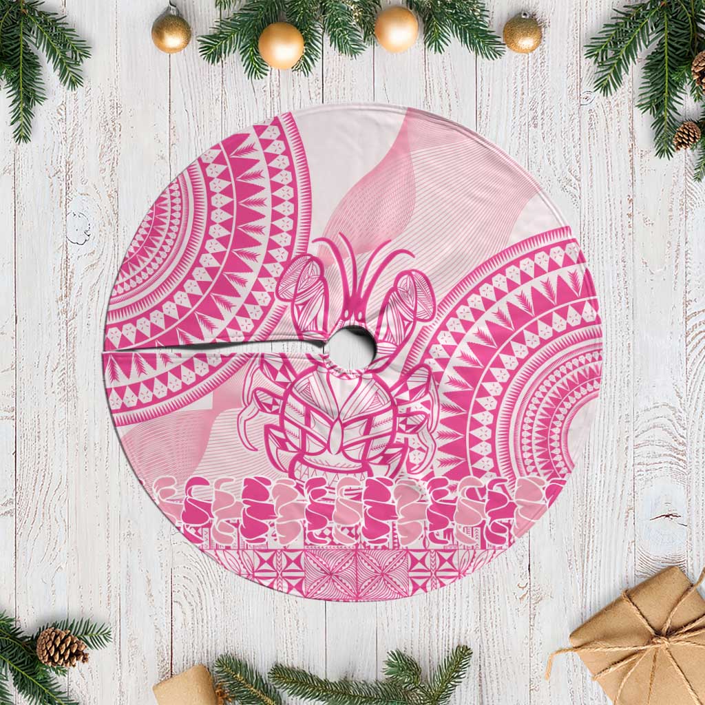 Pink Niue Language Week Tree Skirt The Rock Coconut Crab - Siapo Pattern