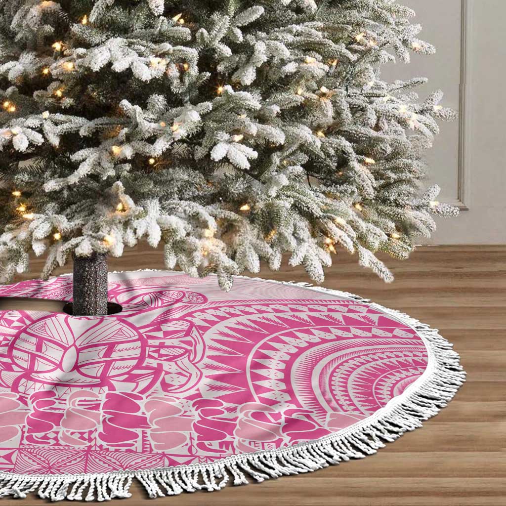 Pink Niue Language Week Tree Skirt The Rock Coconut Crab - Siapo Pattern