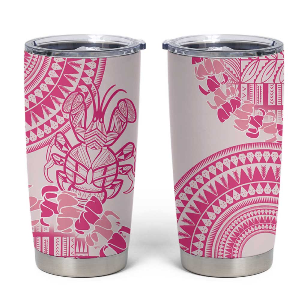 Pink Niue Language Week Tumbler Cup The Rock Coconut Crab - Siapo Pattern