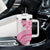 Pink Niue Language Week Tumbler With Handle The Rock Coconut Crab - Siapo Pattern