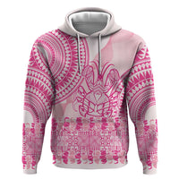 Pink Niue Language Week Zip Hoodie The Rock Coconut Crab - Siapo Pattern