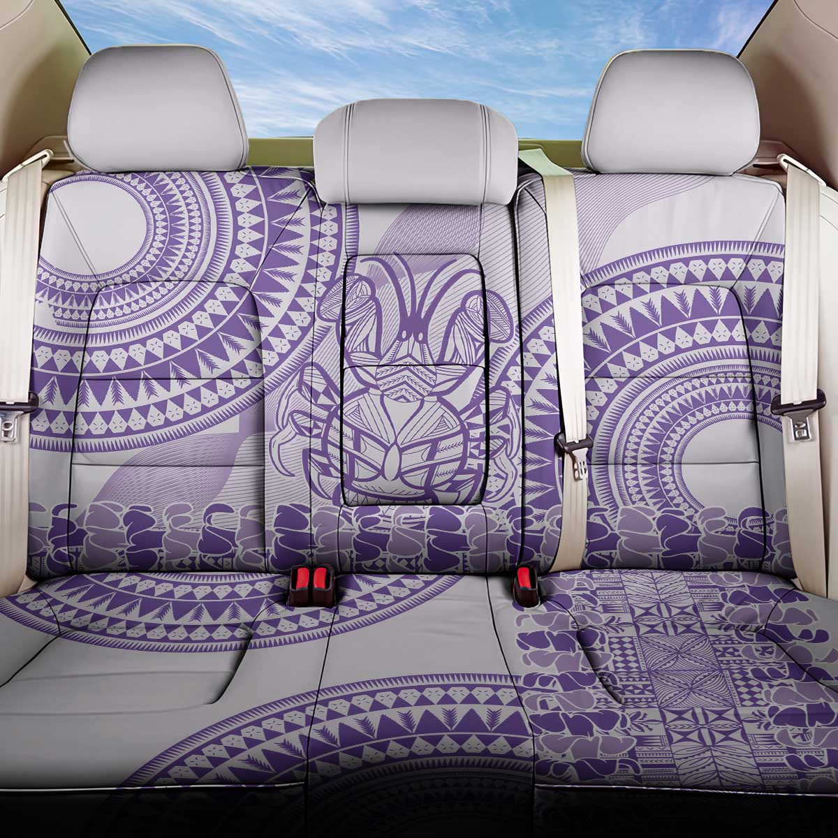 Purple Niue Language Week Back Car Seat Cover The Rock Coconut Crab - Siapo Pattern