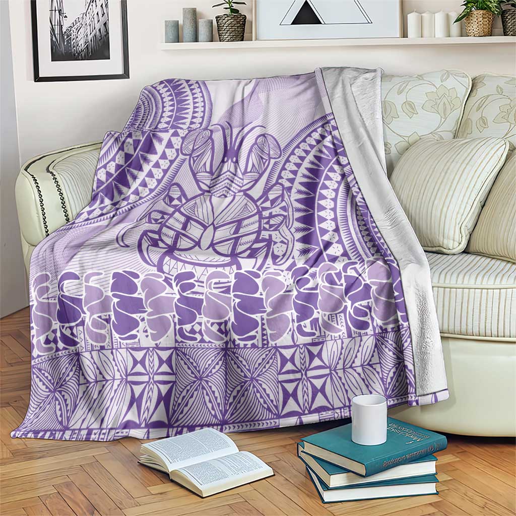 Purple Niue Language Week Blanket The Rock Coconut Crab - Siapo Pattern