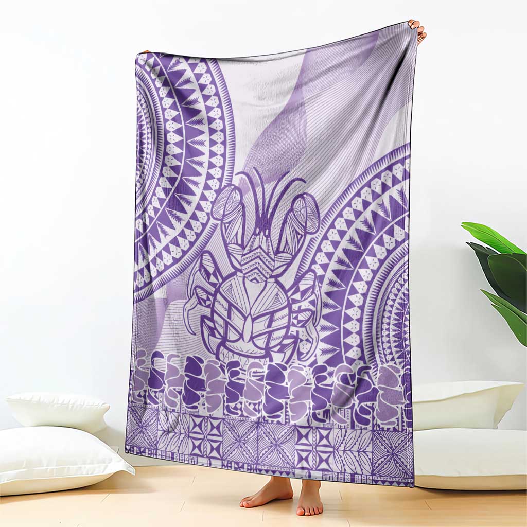 Purple Niue Language Week Blanket The Rock Coconut Crab - Siapo Pattern