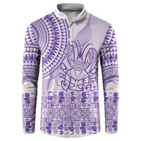 Purple Niue Language Week Button Sweatshirt The Rock Coconut Crab - Siapo Pattern