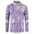 Purple Niue Language Week Button Sweatshirt The Rock Coconut Crab - Siapo Pattern
