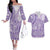 Purple Niue Language Week Couples Matching Off The Shoulder Long Sleeve Dress and Hawaiian Shirt The Rock Coconut Crab - Siapo Pattern