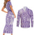 Purple Niue Language Week Couples Matching Short Sleeve Bodycon Dress and Long Sleeve Button Shirt The Rock Coconut Crab - Siapo Pattern