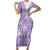 Purple Niue Language Week Family Matching Short Sleeve Bodycon Dress and Hawaiian Shirt The Rock Coconut Crab - Siapo Pattern