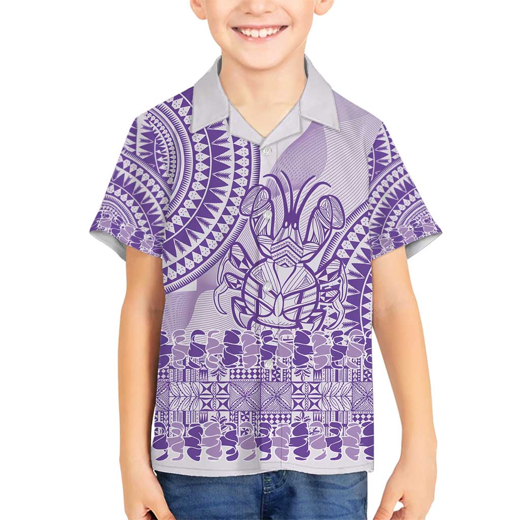 Purple Niue Language Week Family Matching Summer Maxi Dress and Hawaiian Shirt The Rock Coconut Crab - Siapo Pattern