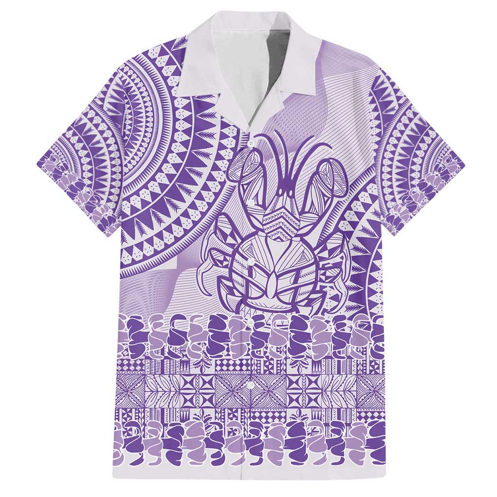 Purple Niue Language Week Family Matching Tank Maxi Dress and Hawaiian Shirt The Rock Coconut Crab - Siapo Pattern