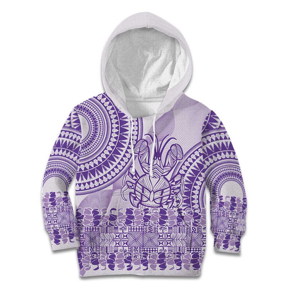 Purple Niue Language Week Kid Hoodie The Rock Coconut Crab - Siapo Pattern