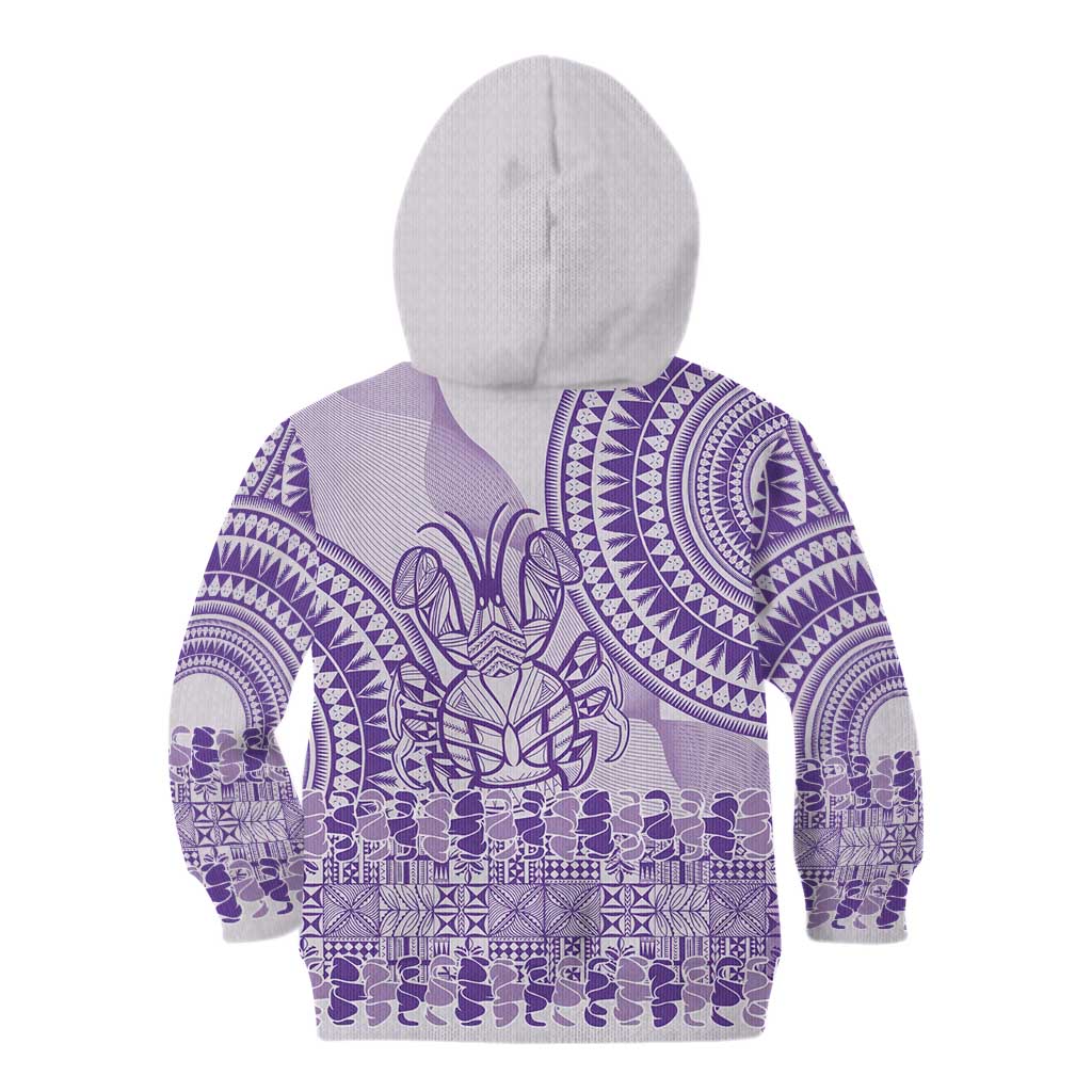 Purple Niue Language Week Kid Hoodie The Rock Coconut Crab - Siapo Pattern
