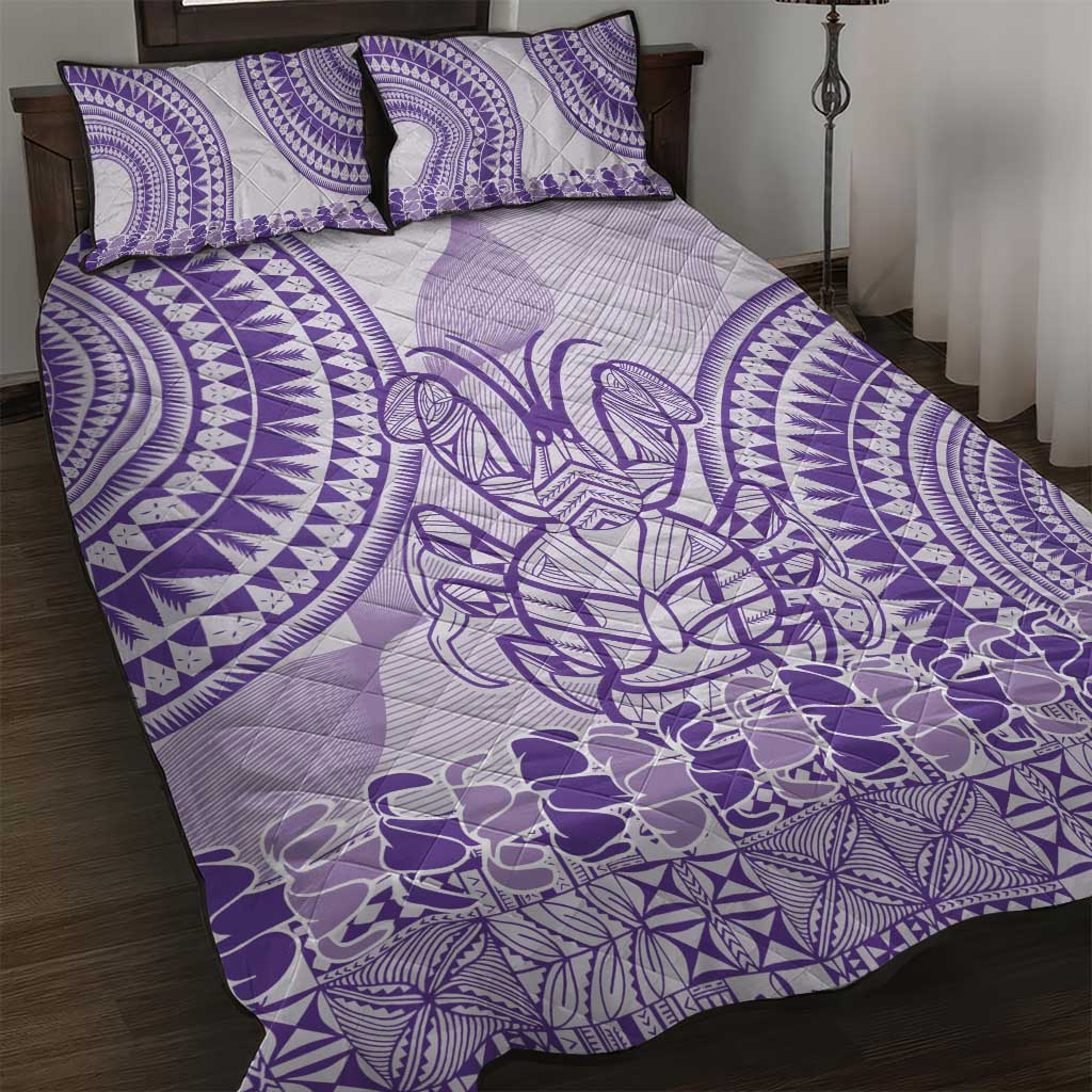 Purple Niue Language Week Quilt Bed Set The Rock Coconut Crab - Siapo Pattern