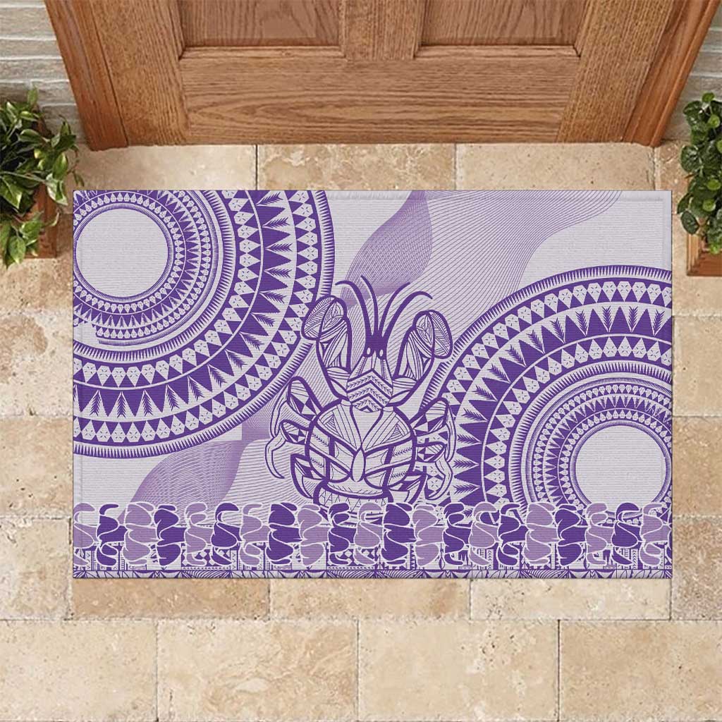 Purple Niue Language Week Rubber Doormat The Rock Coconut Crab - Siapo Pattern