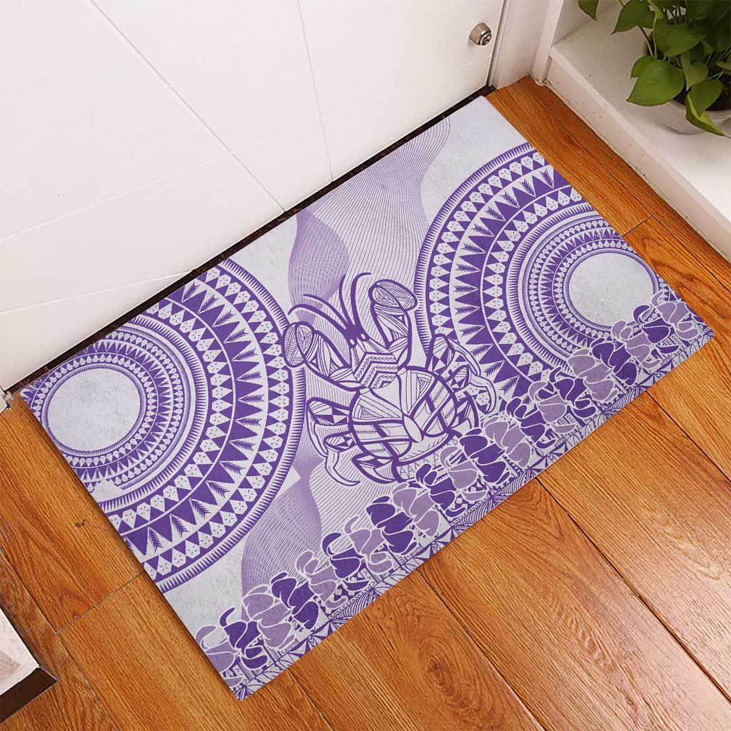 Purple Niue Language Week Rubber Doormat The Rock Coconut Crab - Siapo Pattern