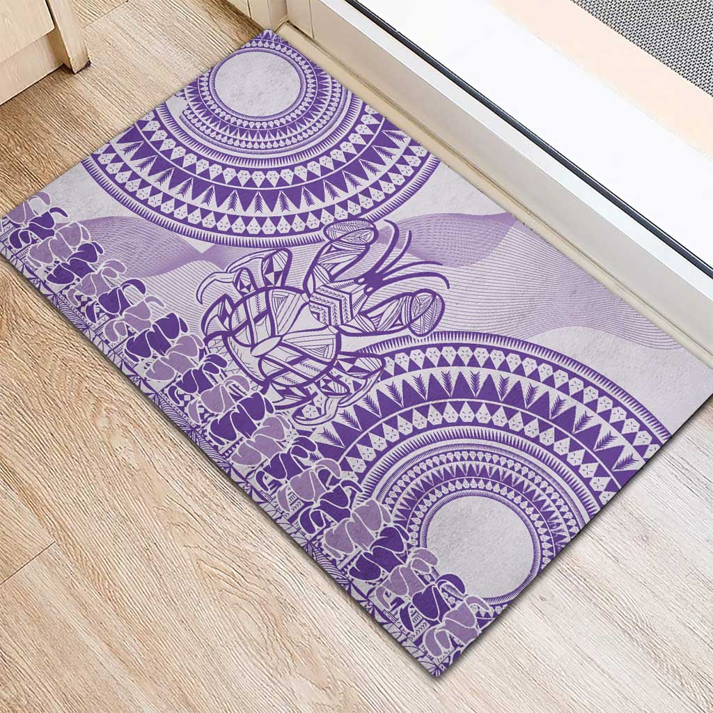Purple Niue Language Week Rubber Doormat The Rock Coconut Crab - Siapo Pattern