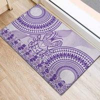 Purple Niue Language Week Rubber Doormat The Rock Coconut Crab - Siapo Pattern
