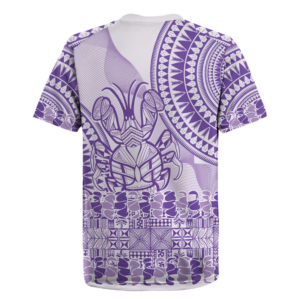Purple Niue Language Week Rugby Jersey The Rock Coconut Crab - Siapo Pattern