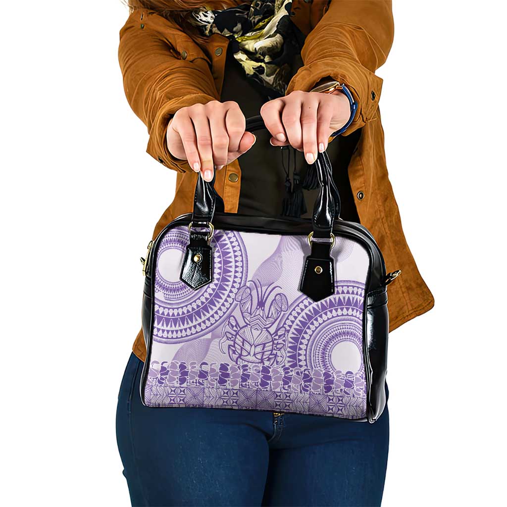 Purple Niue Language Week Shoulder Handbag The Rock Coconut Crab - Siapo Pattern