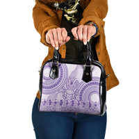 Purple Niue Language Week Shoulder Handbag The Rock Coconut Crab - Siapo Pattern