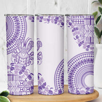 Purple Niue Language Week Skinny Tumbler The Rock Coconut Crab - Siapo Pattern