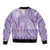 Purple Niue Language Week Sleeve Zip Bomber Jacket The Rock Coconut Crab - Siapo Pattern