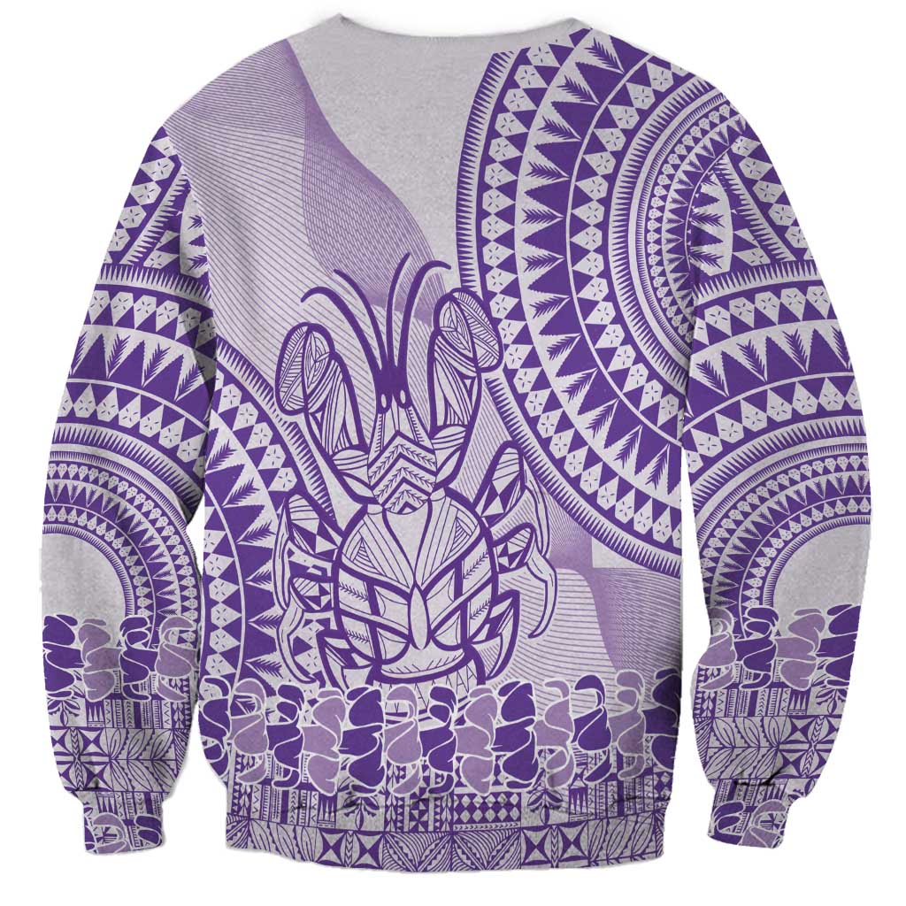 Purple Niue Language Week Sweatshirt The Rock Coconut Crab - Siapo Pattern
