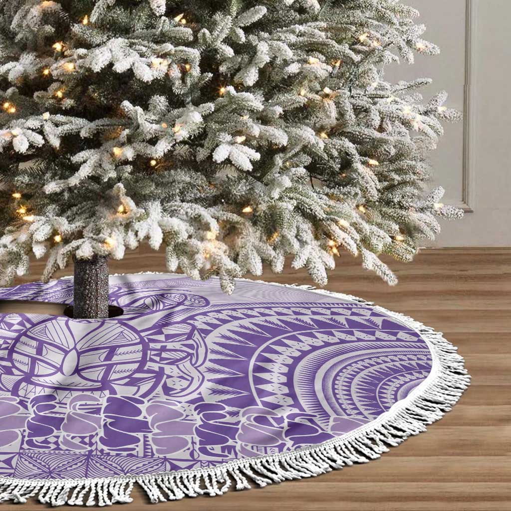 Purple Niue Language Week Tree Skirt The Rock Coconut Crab - Siapo Pattern