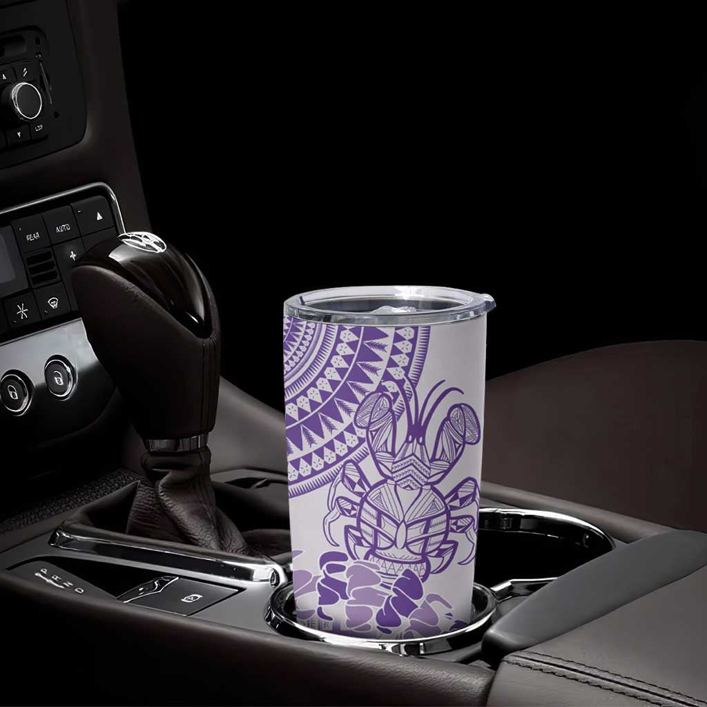 Purple Niue Language Week Tumbler Cup The Rock Coconut Crab - Siapo Pattern