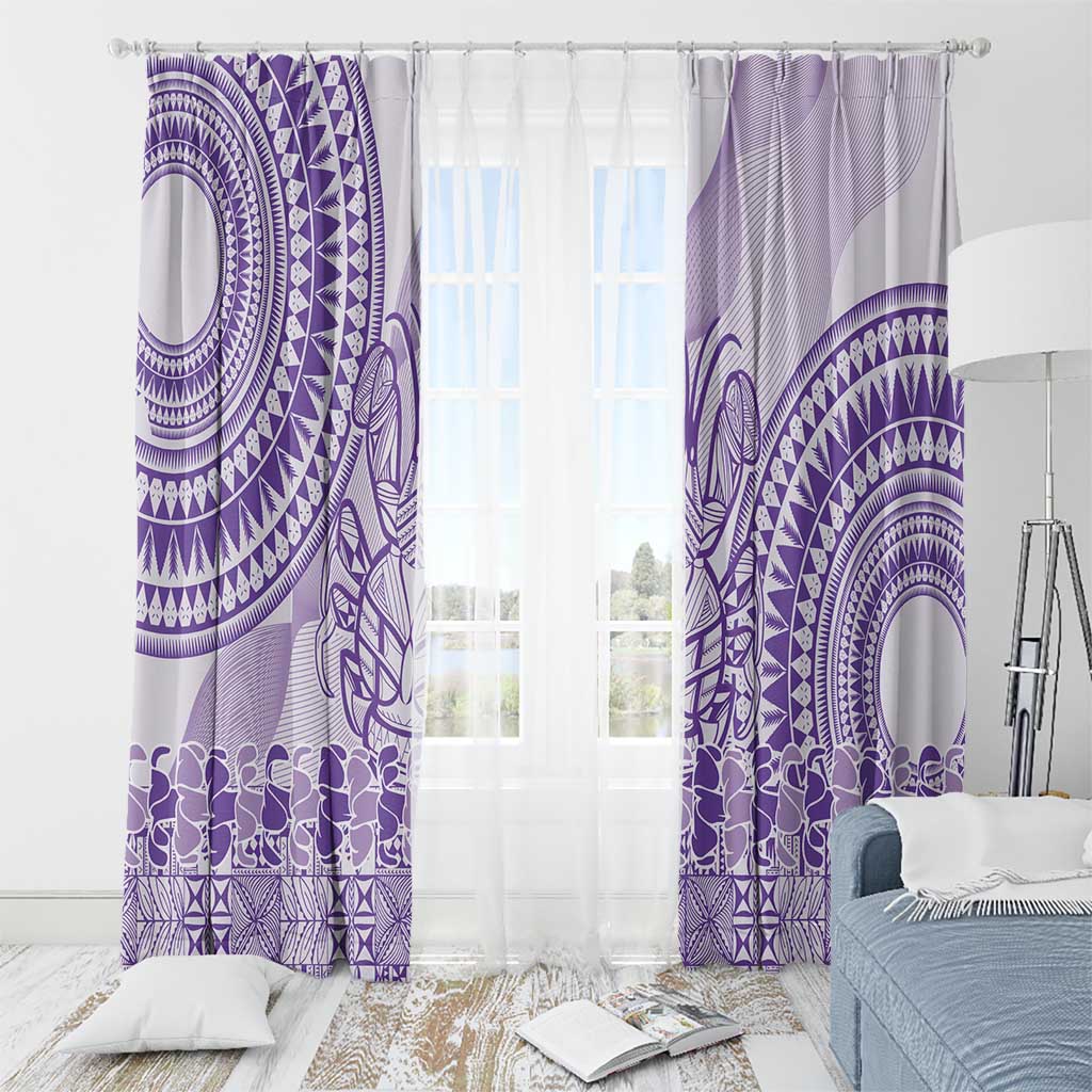 Purple Niue Language Week Window Curtain The Rock Coconut Crab - Siapo Pattern