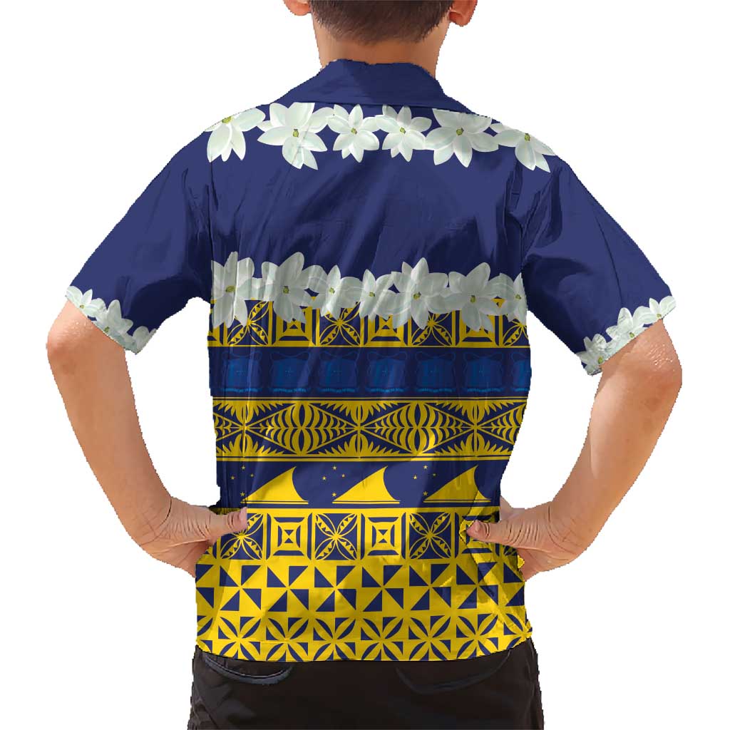 Tokelau Language Week Kid Hawaiian Shirt Tokelauan Tuluma With Gardenia Thunbergia