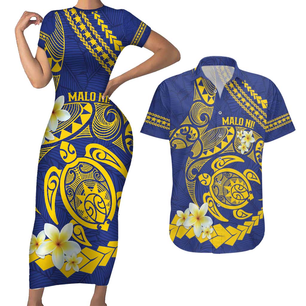 Te Vaiaho o te Gagana Tokelau Couples Matching Short Sleeve Bodycon Dress and Hawaiian Shirt Polynesian Turtle - Malo Ni!