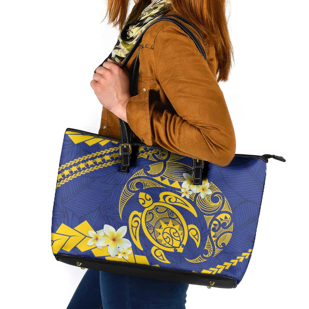 Te Vaiaho o te Gagana Tokelau Leather Tote Bag Polynesian Turtle - Malo Ni!