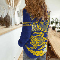 Te Vaiaho o te Gagana Tokelau Women Casual Shirt Polynesian Turtle - Malo Ni!