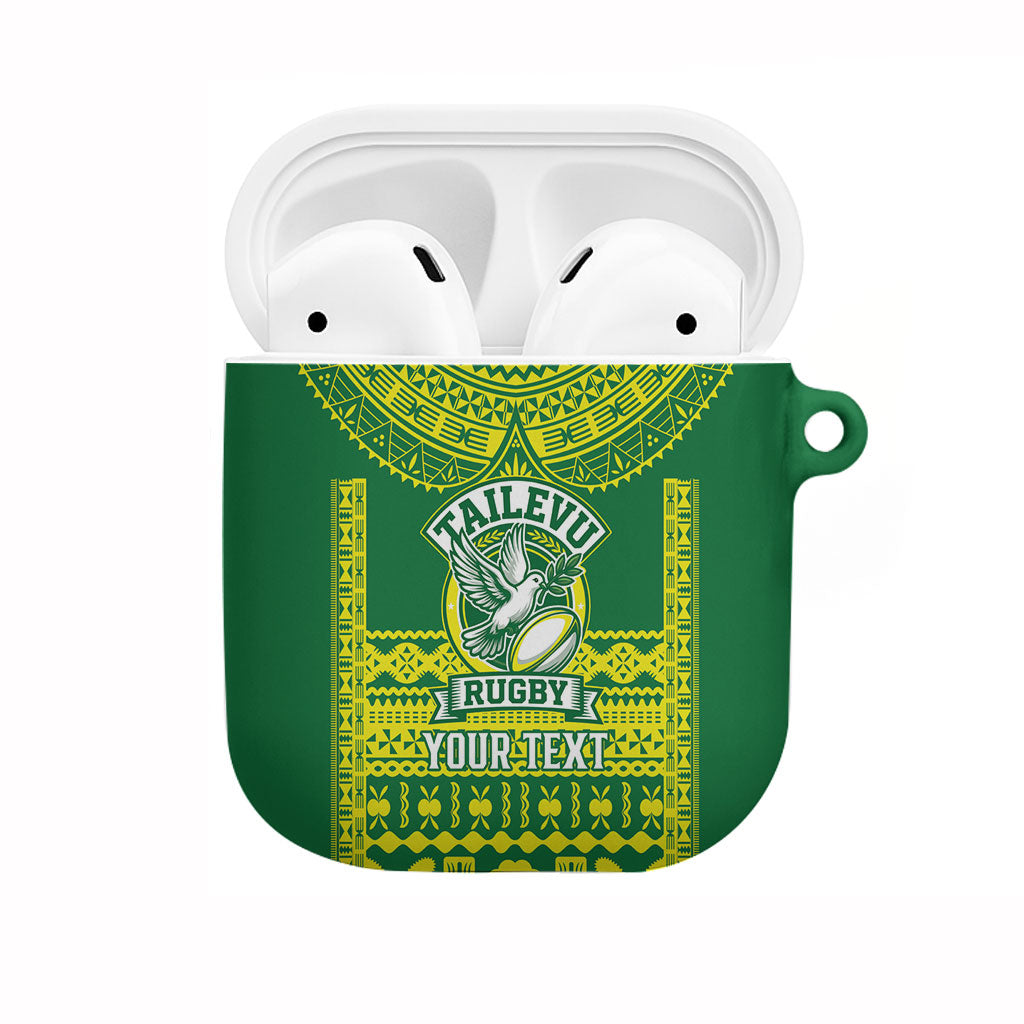 Fiji Tailevu Rugby Custom AirPods Case Go Champions Fijian Tapa Pattern