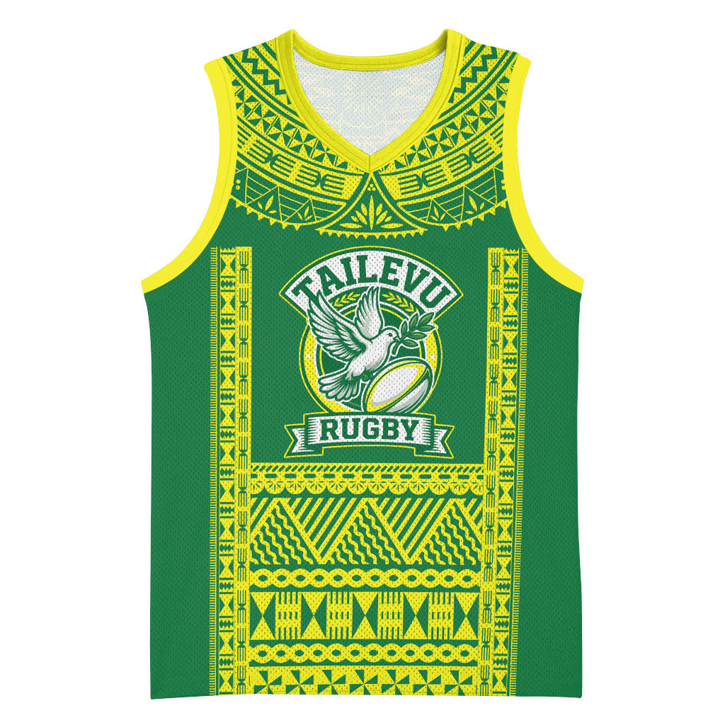 Fiji Tailevu Rugby Custom Basketball Jersey Go Champions Fijian Tapa Pattern LT14 Unisex Green - Polynesian Pride