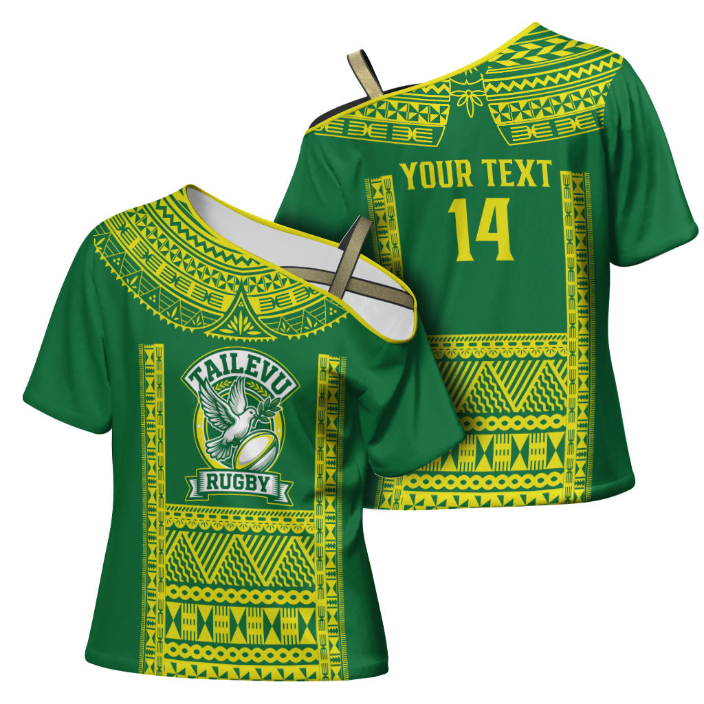 Fiji Tailevu Rugby Custom Cross Shoulder Shirt Go Champions Fijian Tapa Pattern LT14 - Polynesian Pride