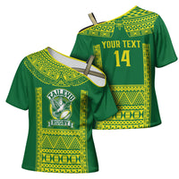 Fiji Tailevu Rugby Custom Cross Shoulder Shirt Go Champions Fijian Tapa Pattern LT14 - Polynesian Pride