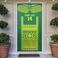 Fiji Tailevu Rugby Custom Door Cover Go Champions Fijian Tapa Pattern LT14 Green - Polynesian Pride