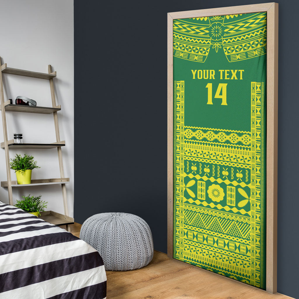 Fiji Tailevu Rugby Custom Door Cover Go Champions Fijian Tapa Pattern LT14 - Polynesian Pride