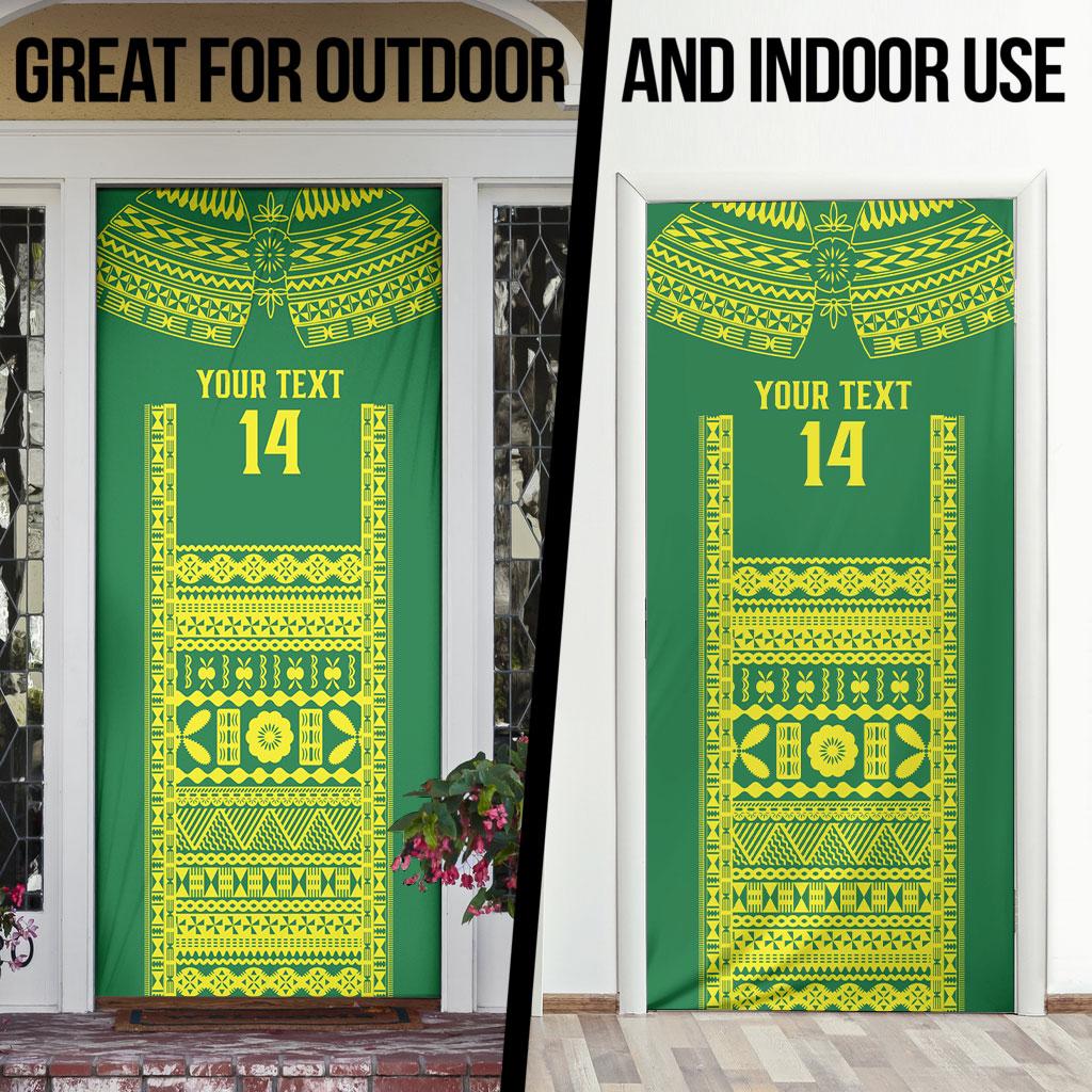 Fiji Tailevu Rugby Custom Door Cover Go Champions Fijian Tapa Pattern LT14 - Polynesian Pride
