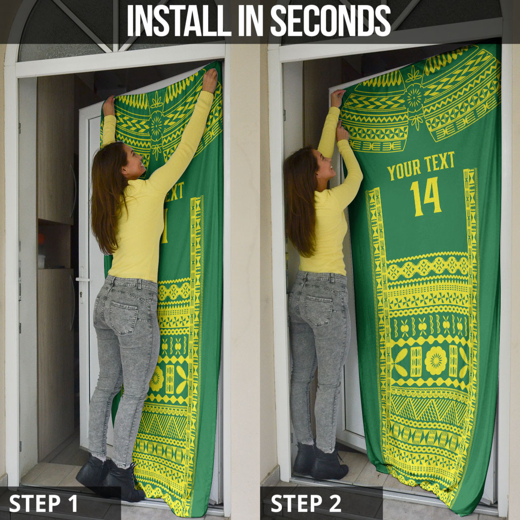 Fiji Tailevu Rugby Custom Door Cover Go Champions Fijian Tapa Pattern LT14 - Polynesian Pride