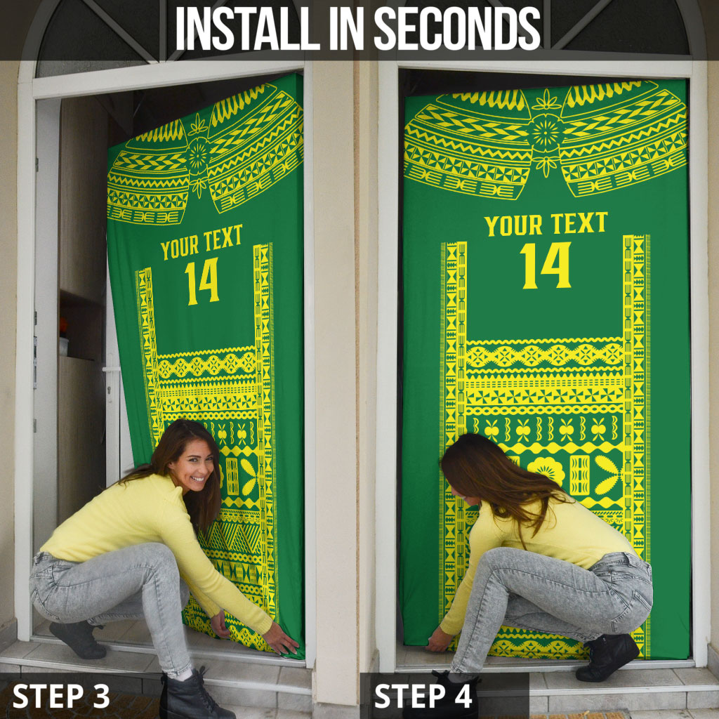 Fiji Tailevu Rugby Custom Door Cover Go Champions Fijian Tapa Pattern LT14 - Polynesian Pride