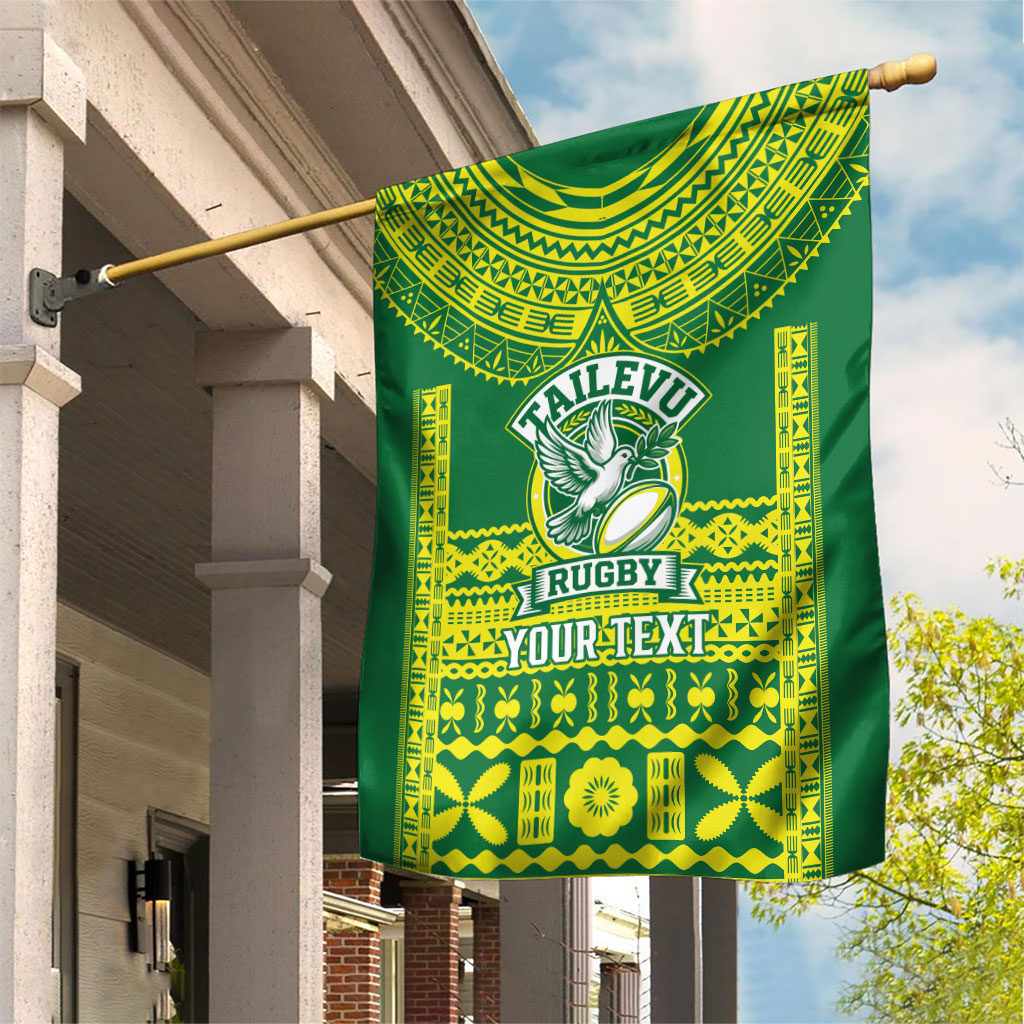 Fiji Tailevu Rugby Custom Garden Flag Go Champions Fijian Tapa Pattern LT14 House Flag Green - Polynesian Pride